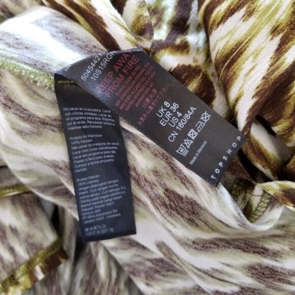 NWT Topshop Long Sleeve Open Back Maxi Shirt Dress Green Zebra Print 90s y2k 4 - Picture 11 of 12